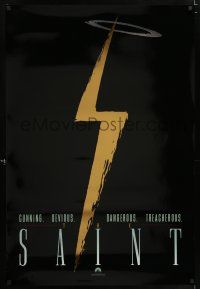 9c608 SAINT foil teaser 1sh '97 Val Kilmer, Elisabeth Shue, cool gold lightning bolt design!