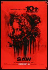9c612 SAW teaser DS 1sh R14 cool art of terrified Shawnee Smith trapped in brutal torture helmet!