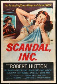 9c615 SCANDAL INC. 1sh '56 Robert Hutton, art of paparazzi photographing sexy woman in bed!