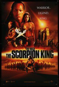 9c619 SCORPION KING int'l teaser DS 1sh '02 The Rock is a warrior, legend, king, Kelly Hu!