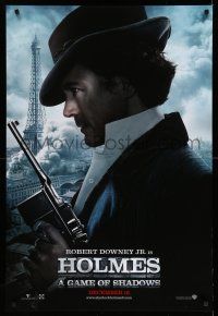 9c632 SHERLOCK HOLMES: A GAME OF SHADOWS teaser DS 1sh '11 Robert Downey Jr in title role w/Mauser!
