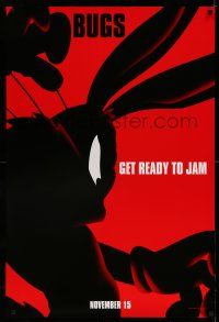 9c656 SPACE JAM teaser DS 1sh '96 basketball, cool silhouette artwork of Bugs Bunny!