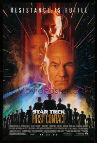 9c690 STAR TREK: FIRST CONTACT advance 1sh '96 Jonathan Frakes, Stewart, Spiner, sexy Borg Krige!