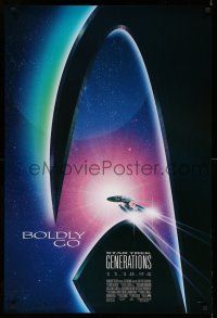 9c692 STAR TREK: GENERATIONS advance 1sh '94 cool sci-fi art of the Enterprise, Boldly Go!