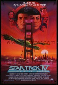 9c682 STAR TREK IV 1sh '86 art of Leonard Nimoy, Shatner & Klingon Bird-of-Prey by Bob Peak!
