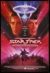 9c684 STAR TREK V 1sh '89 The Final Frontier, art of William Shatner & Nimoy by Bob Peak!