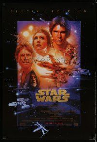 9c010 STAR WARS style B advance 1sh R97 George Lucas classic sci-fi epic, art by Tom Jung!