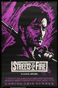 9c704 STREETS OF FIRE advance 1sh '84 Walter Hill, cool purple dayglo Riehm art!