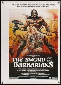 9c719 SWORD OF THE BARBARIANS printer's test 1sh '83 a battle between mortals, monsters, and magic!