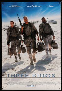 9c753 THREE KINGS advance DS 1sh '99 George Clooney, Mark Wahlberg, & Ice Cube in the Gulf War!