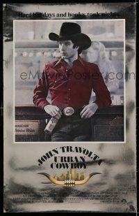 9c793 URBAN COWBOY foil heavy stock 1sh '80 John Travolta in cowboy hat with Lone Star beer!