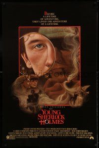9c848 YOUNG SHERLOCK HOLMES 1sh '85 Steven Spielberg, Nicholas Rowe, really cool detective art!