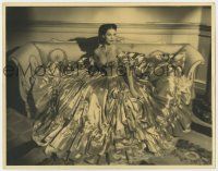 9d195 LORETTA YOUNG deluxe 11x14 still '30s seated portrait in wonderful huge flowing gown!