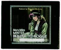 9d043 BEAUTY & THE ROGUE glass slide '18 great c/u of pretty pensive Mary Miles Minter!