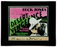 9d058 DESERT VENGEANCE glass slide '31 romantic close up of cowboy Buck Jones & Barbara Bedford!
