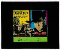 9d061 END OF THE TRAIL glass slide '32 thundering Tim McCoy on the trail of vengeance & justice!