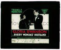 9d062 EVERYWOMAN'S HUSBAND glass slide '18 Gloria Swanson wins back her husband from his mistress!