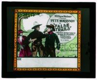 9d064 FALSE TRAILS glass slide '24 western action comedy drama of a vendetta which love vanquished