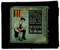 9d071 GRIM GAME glass slide '19 Harry Houdini in prison, he mystified & excited the whole world!