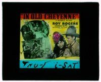 9d078 IN OLD CHEYENNE glass slide '41 cowboys Roy Rogers & George Gabby Hayes in Wyoming!