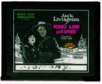9d090 MAN'S LAW & GOD'S glass slide '22 Mountie Jack Livingston loves beautiful Ethel Shannon!