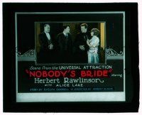 9d098 NOBODY'S BRIDE glass slide '23 Herbert Rawlinson get mixed up with crook Alice Lake!
