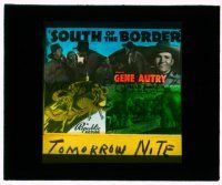 9d127 SOUTH OF THE BORDER glass slide '39 many images of cowboys Gene Autry & Smiley Burnette!