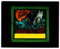 9d131 SUDDEN BILL DORN glass slide '37 cool art of cowboy Buck Jones on horse over western montage!