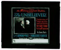 9d138 UNBELIEVER glass slide '18 a wealthy young man joins the Marines & it makes a man of him!