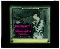 9d145 WOMAN IN THE SUITCASE glass slide '20 pretty Enid Bennett discovers her father's secret!
