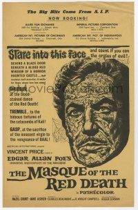 9d390 MASQUE OF THE RED DEATH herald '64 cool montage art of Vincent Price by Reynold Brown!