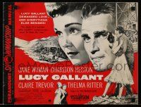9d539 LUCY GALLANT pressbook '55 art of Jane Wyman, plus full-length kissing Charlton Heston!