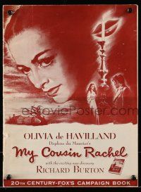 9d571 MY COUSIN RACHEL pressbook '53 artwork of pretty Olivia de Havilland & Richard Burton!