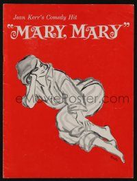 9d865 MARY MARY stage play souvenir program book '61 great cover art of Barbara Bel Geddes!
