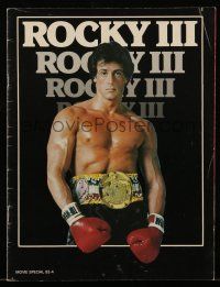9d916 ROCKY III souvenir program book '82 boxer & director Sylvester Stallone in gloves & title belt
