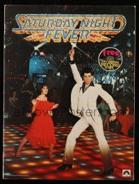 9d928 SATURDAY NIGHT FEVER souvenir program book '77 disco dancer John Travolta, Karen Lynn Gorney
