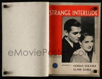 9d955 STRANGE INTERLUDE souvenir program book '32 Clark Gable, Norma Shearer, World War I