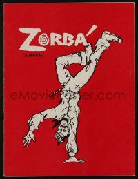 9d999 ZORBA stage play souvenir program book '68 John Raitt, great cover art by Morrow!