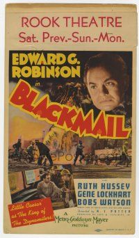 9d003 BLACKMAIL mini WC '39 Little Caesar Edward G. Robinson as The King of The Dynamiters!