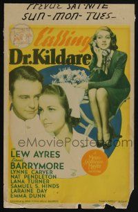 9d006 CALLING DR. KILDARE mini WC '39 Lew Ayres, Laraine Day & sexy Lana Turner with phone!