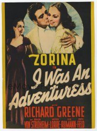 9d021 I WAS AN ADVENTURESS mini WC '40 great romantic close up of Vera Zorina & Richard Greene!