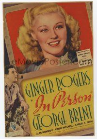 9d023 IN PERSON mini WC '35 wonderful image of sexy Ginger Rogers on film strip, George Brent
