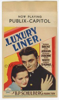 9d024 LUXURY LINER mini WC '33 c/u of George Brent holding scared Zita Johann on 1933 Love Boat!