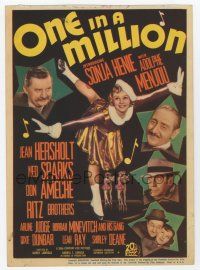 9d028 ONE IN A MILLION mini WC '36 ice skater Sonja Henie's 1st movie, Adolphe Menjou, Hersholt!