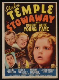 9d031 STOWAWAY mini WC '36 great image of adorable Shirley Temple, Alice Faye & Robert Young!