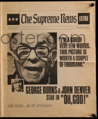 9d403 OH GOD herald '77 George Burns, John Denver, Teri Garr, directed by Carl Reiner!