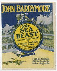 9d425 SEA BEAST die-cut herald '26 John Barrymore & Doris Costello in Herman Melville's Moby Dick!
