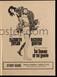 9d445 TAMING OF THE SHREW study guide herald '67 art of Elizabeth Taylor & Richard Burton!