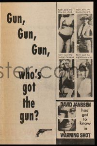 9d461 WARNING SHOT herald '66 David Janssen, Joan Collins, sexy girls, who's got the gun?