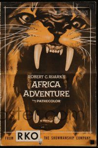 9d473 AFRICA ADVENTURE pressbook '54 cool artwork of wild jungle animals & natives!